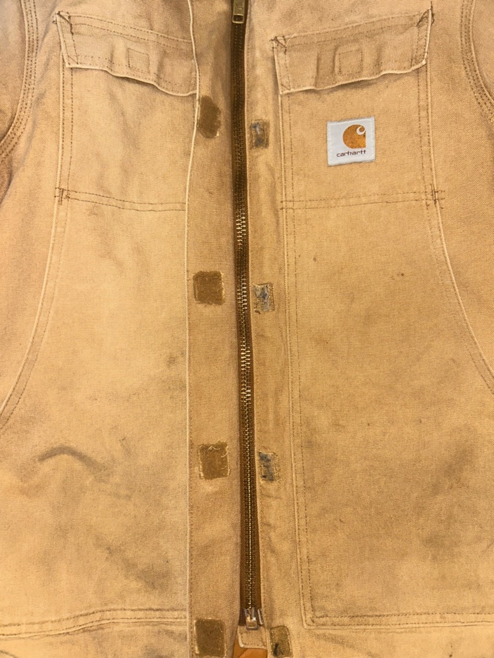 Carhartt Vintage 90s Arctic Quilt Lined Duck Jacket Tan Distressed Men’s Medium - Picture 4 of 10